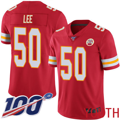 Youth Kansas City Chiefs #50 Lee Darron Red Team Color Vapor Untouchable Limited Player 100th Season Nike NFL Jersey